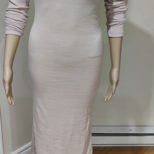 Chic Long Sleeve Knit Dress in Soft Pink